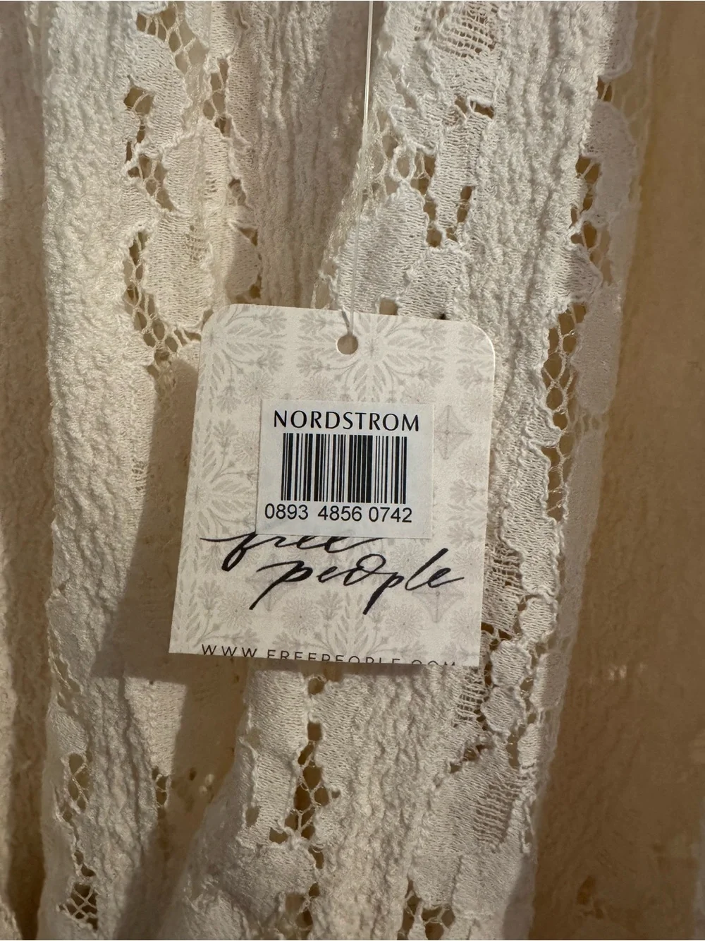 Free People Ivory Lace Off-Shoulder Peasant Blouse